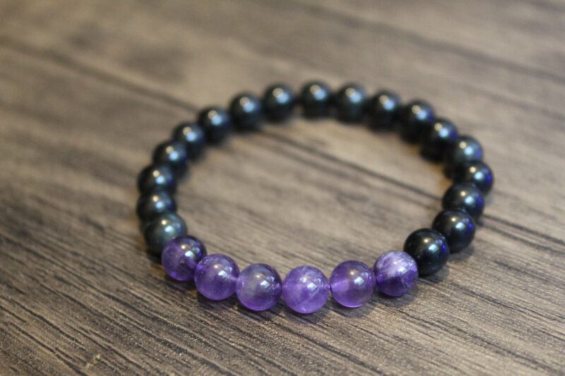 Amethyst Purple Black Fashion Energy Obsidian Bracelet