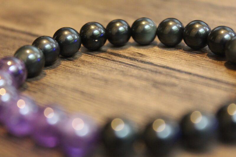 Obsidian Amethyst Purple Black Fashion Energy Jewelry Bracelet