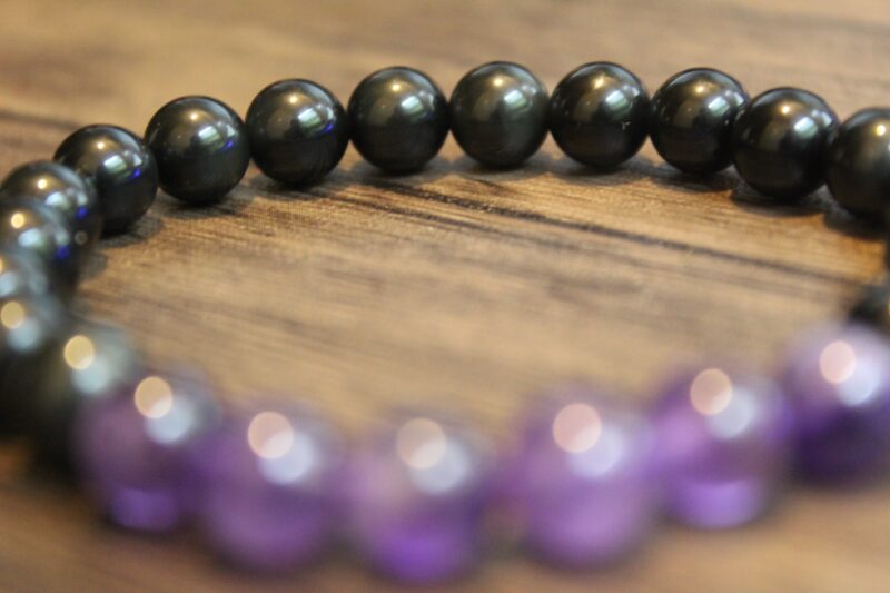 Obsidian Amethyst Purple Black Fashion Energy Jewelry