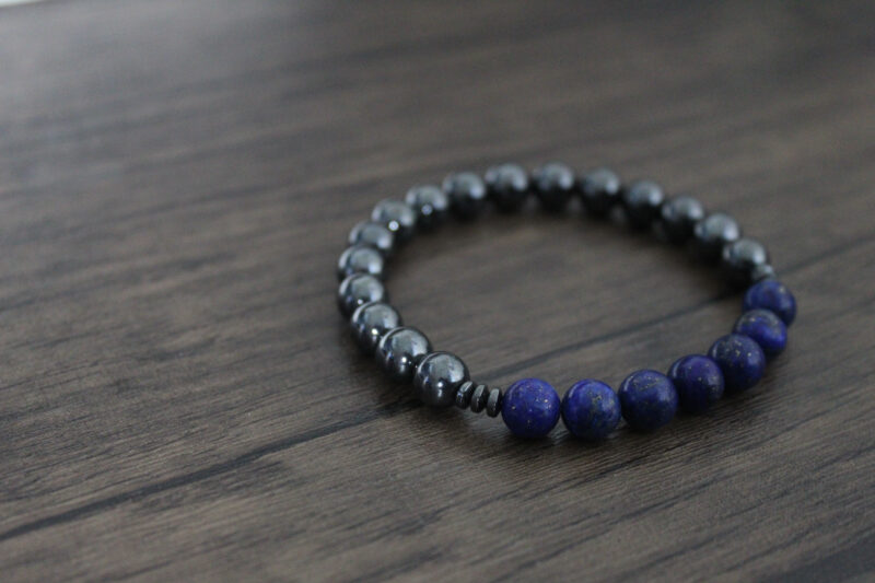 Men's Hematite Lapis Lazuli Gemstone Fashion Bracelet